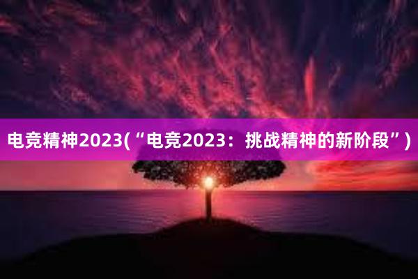 电竞精神2023(“电竞2023：挑战精神的新阶段”)